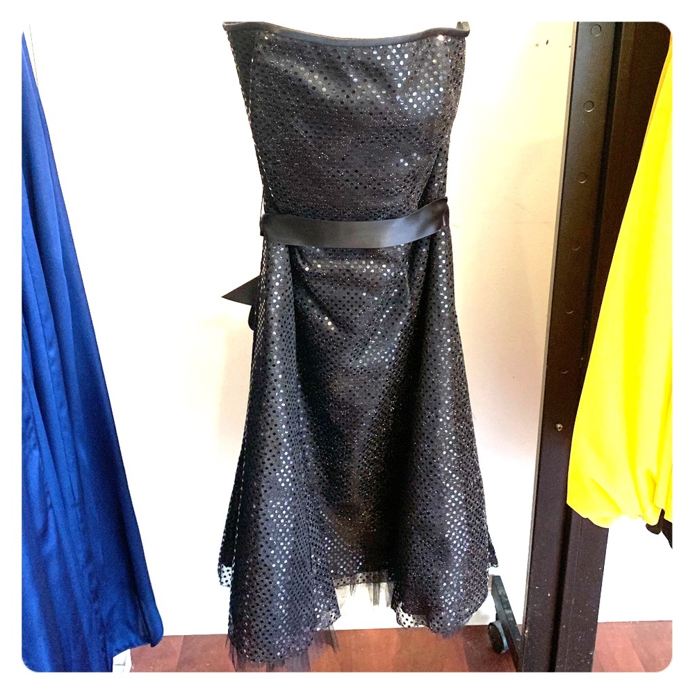 Black, sequence, strapless dress
